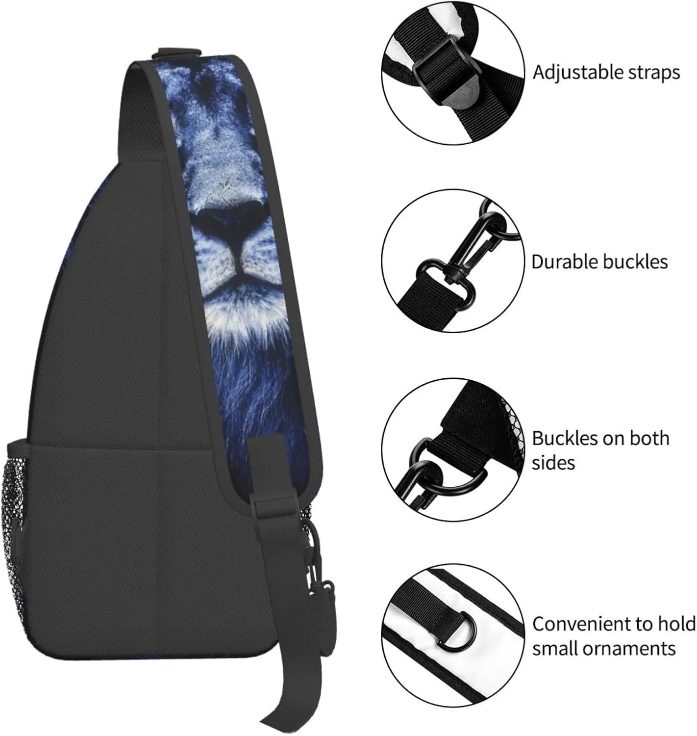 Lion Shoulder Bag Mens Sling Backpack Daypack Casual Backpack Hiking Bag Cool Backpack Bag