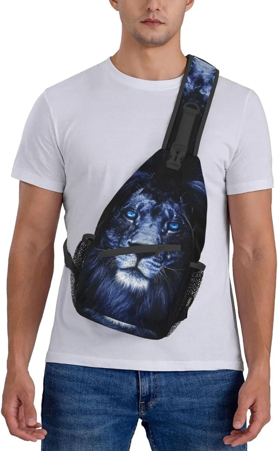Lion Shoulder Bag Mens Sling Backpack Daypack Casual Backpack Hiking Bag Cool Backpack Bag