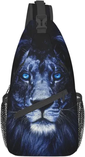 Lion Shoulder Bag Mens Sling Backpack Daypack Casual Backpack Hiking Bag Cool Backpack Bag