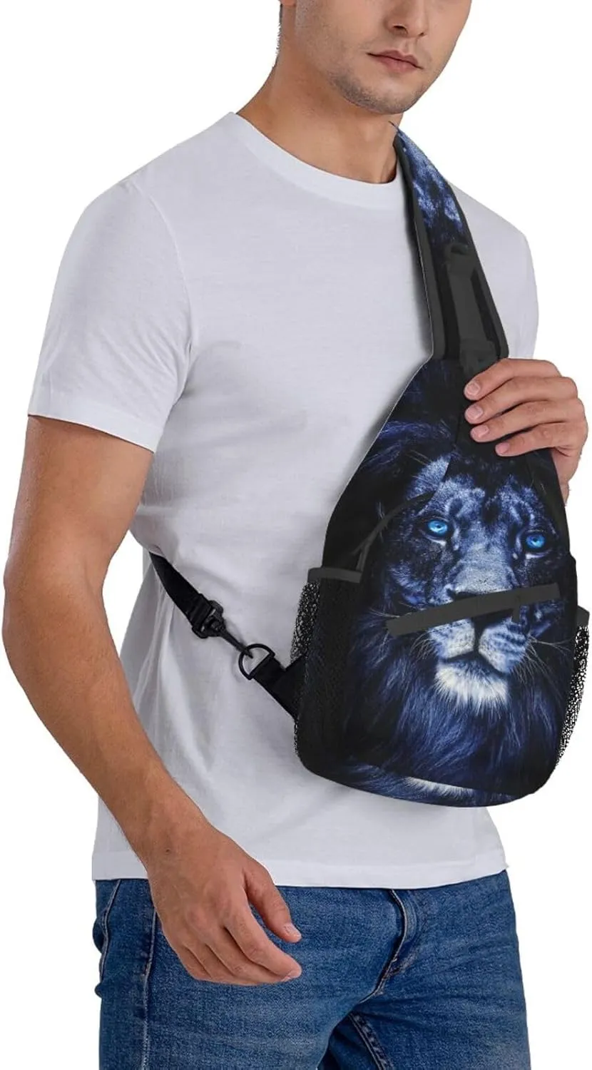 Lion Shoulder Bag Mens Sling Backpack Daypack Casual Backpack Hiking Bag Cool Backpack Bag