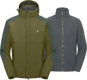 Little Donkey Andy Men's 3 in 1 Winter Ski Jacket Warm Fleece Liner Jacket Waterproof Windproof Snow Coat & Detachable Hood