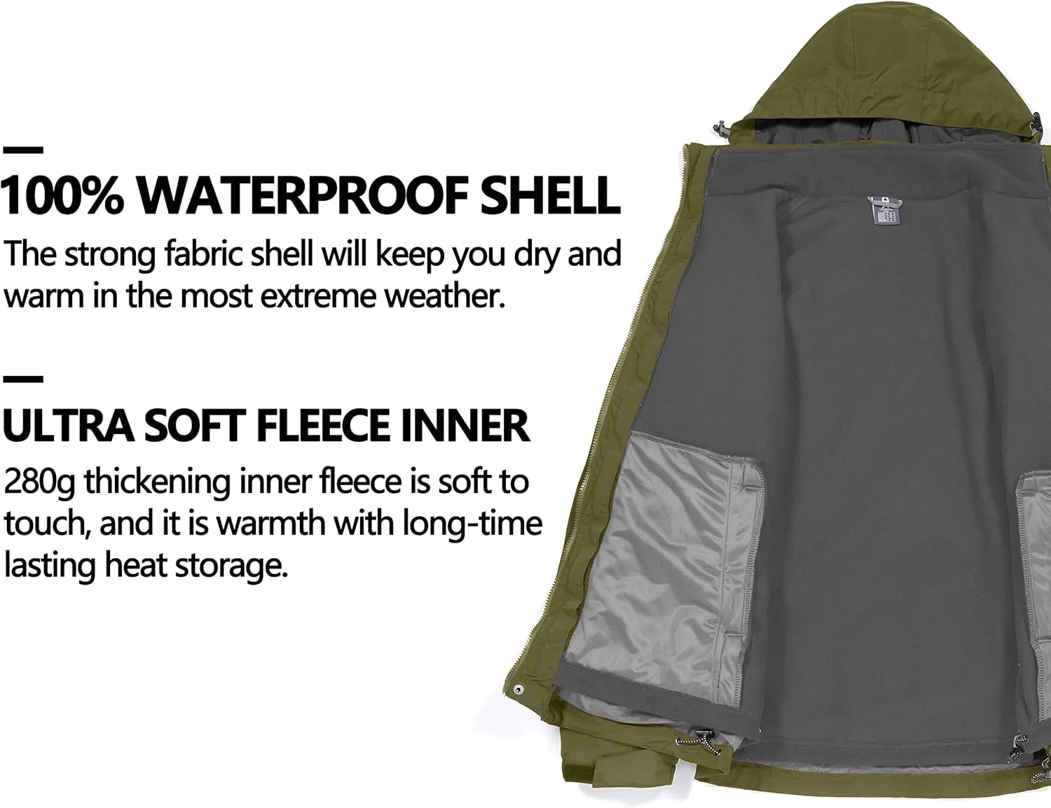 Little Donkey Andy Men's 3 in 1 Winter Ski Jacket Warm Fleece Liner Jacket Waterproof Windproof Snow Coat & Detachable Hood