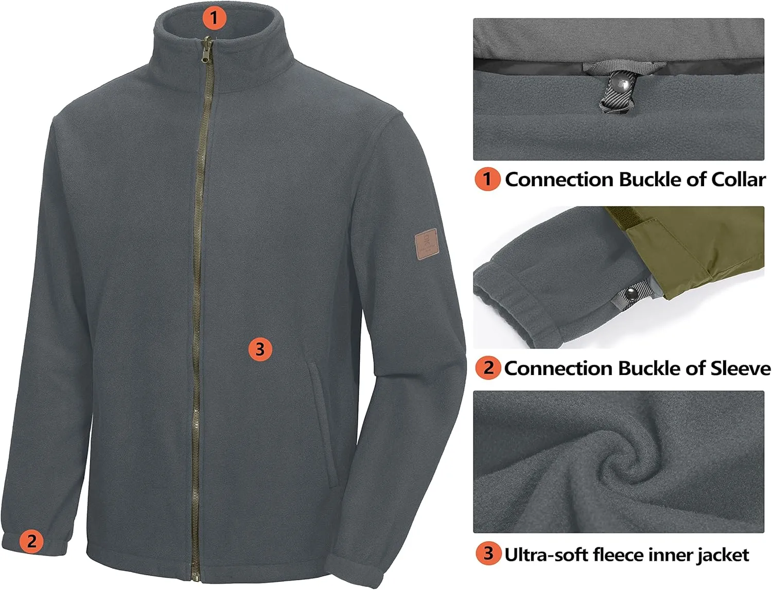 Little Donkey Andy Men's 3 in 1 Winter Ski Jacket Warm Fleece Liner Jacket Waterproof Windproof Snow Coat & Detachable Hood