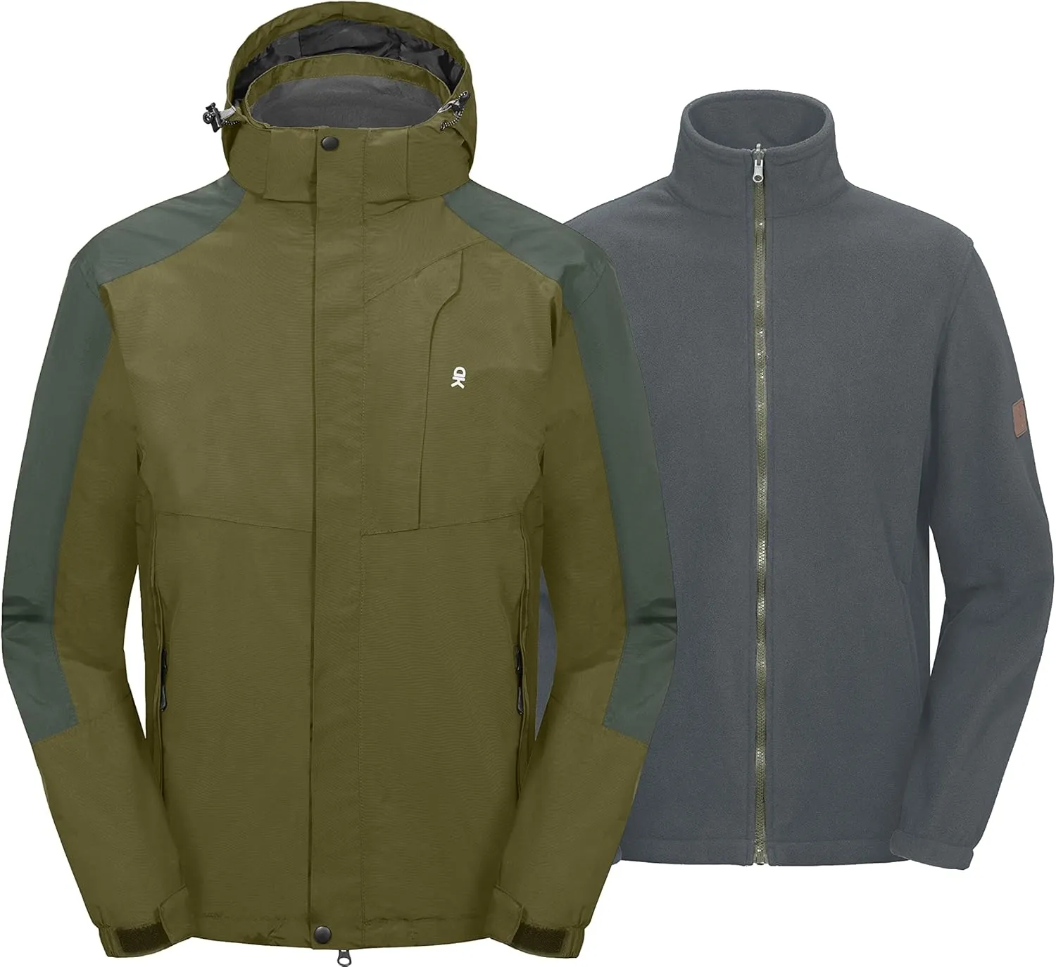 Little Donkey Andy Men's 3 in 1 Winter Ski Jacket Warm Fleece Liner Jacket Waterproof Windproof Snow Coat & Detachable Hood