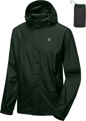 Little Donkey Andy Men's Packable Rain Jacket Windbreaker Waterproof Lightweight Rain Coat with Hood for Golf Cycling Hiking