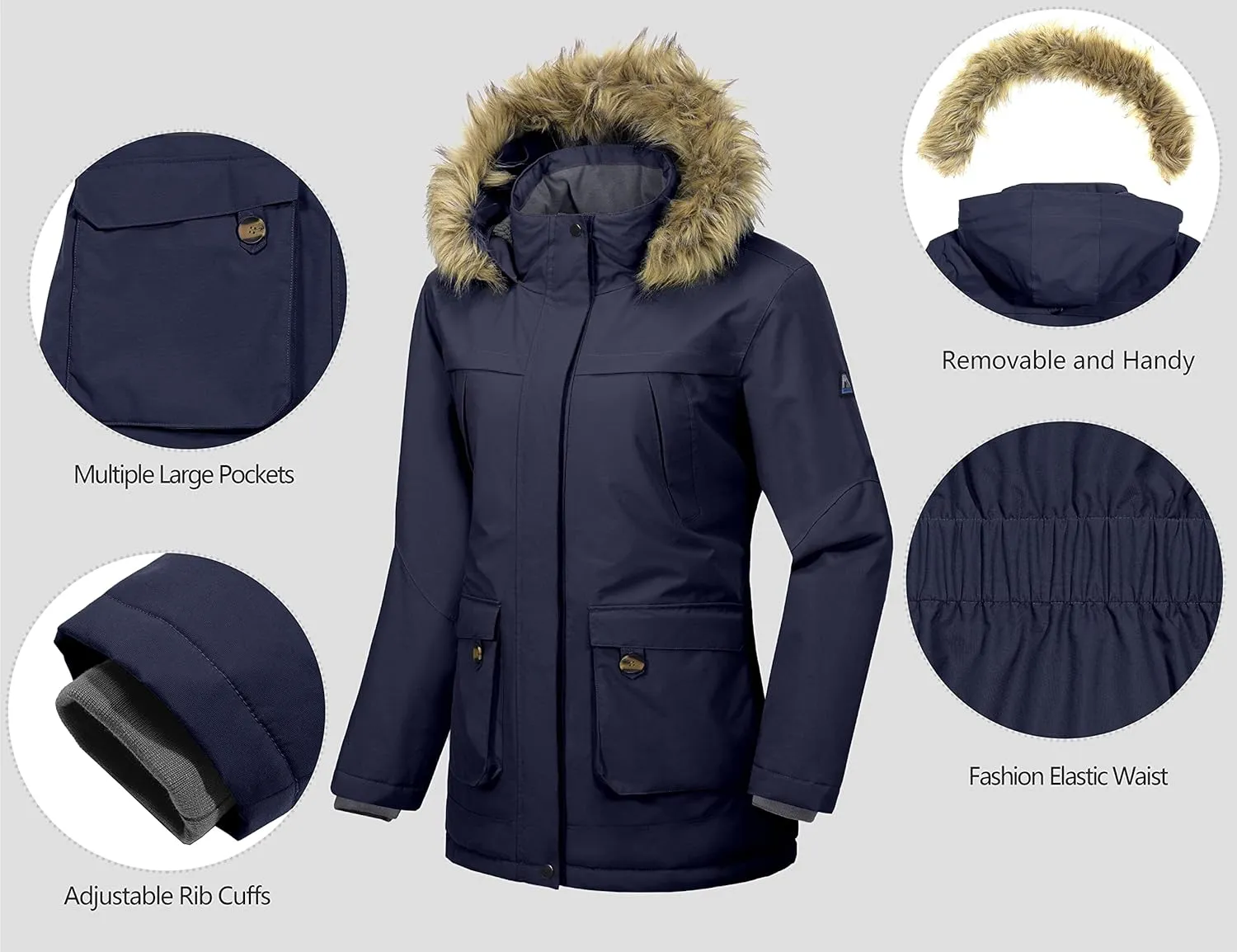 Little Donkey Andy Women's Waterproof Insulated Parka Jacket Hooded Ski Coat Long Mountain Jacket