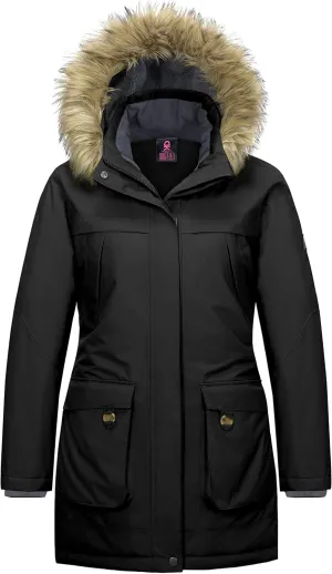 Little Donkey Andy Women's Waterproof Insulated Parka Jacket Hooded Ski Coat Long Mountain Jacket