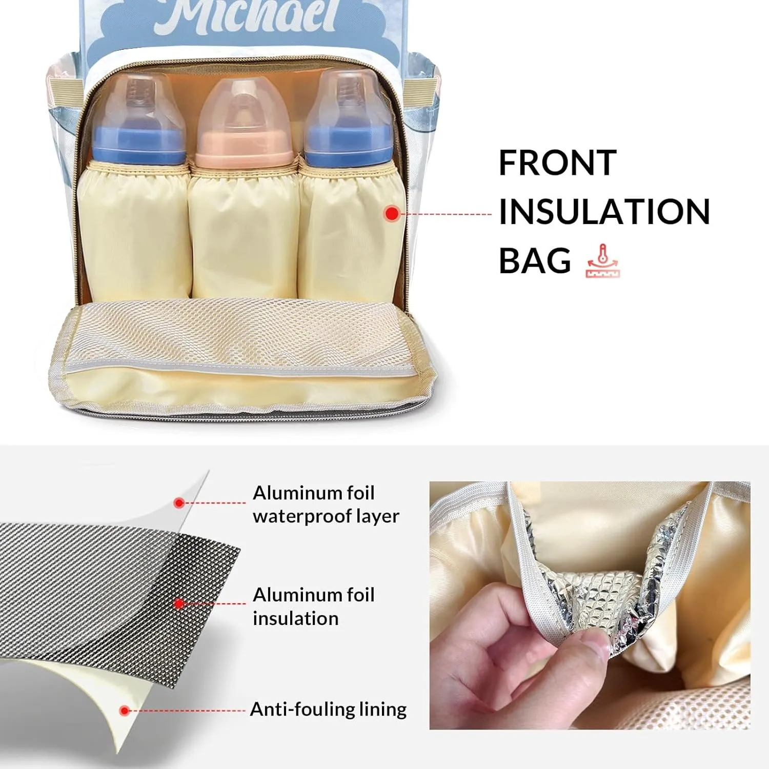 Little Prince Crown Elephant Personalized Large Capacity Diaper Bags,Custom Name Backpack Casual Daypack Bag Nappy Bag Gifts