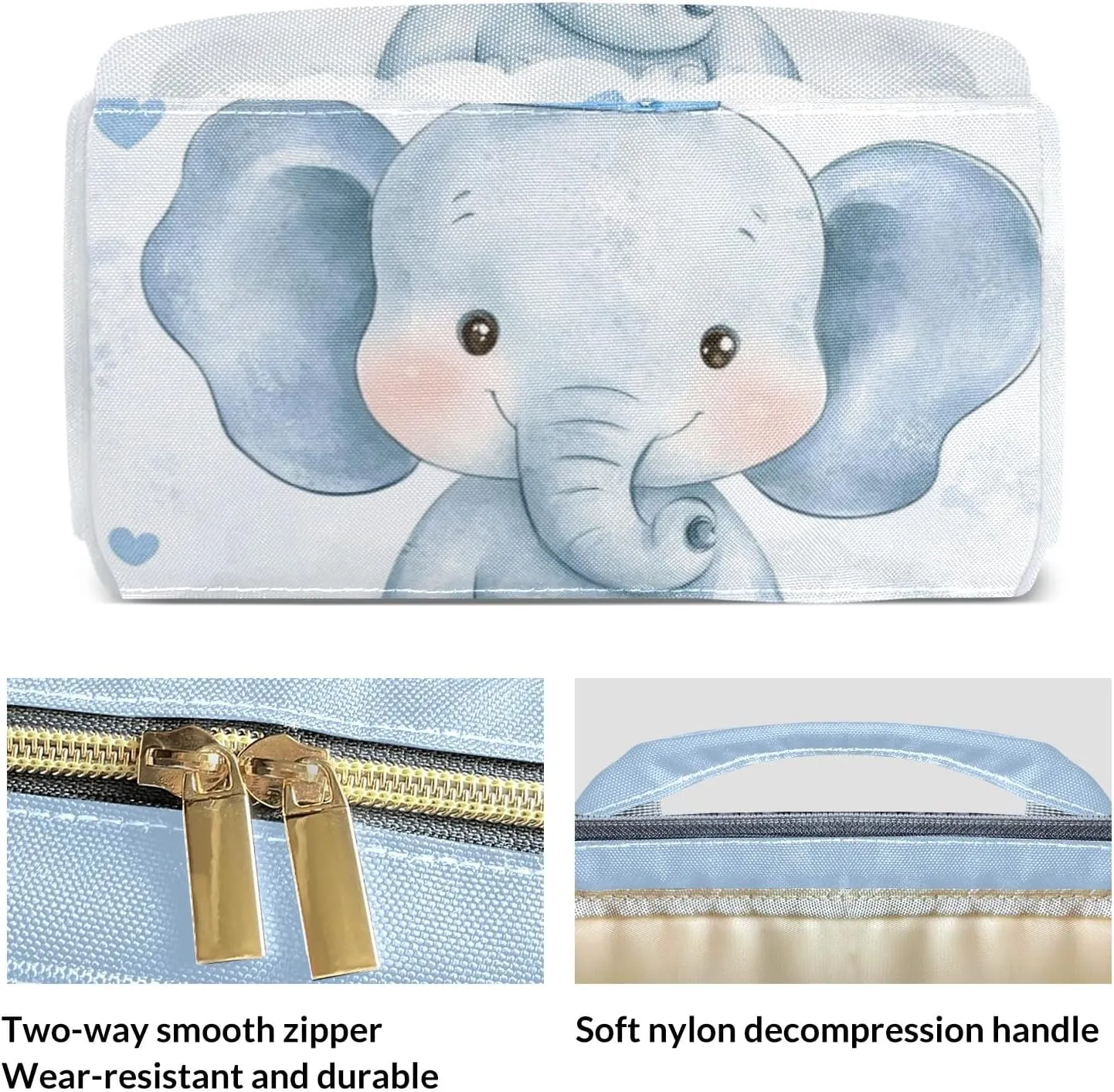 Little Prince Crown Elephant Personalized Large Capacity Diaper Bags,Custom Name Backpack Casual Daypack Bag Nappy Bag Gifts
