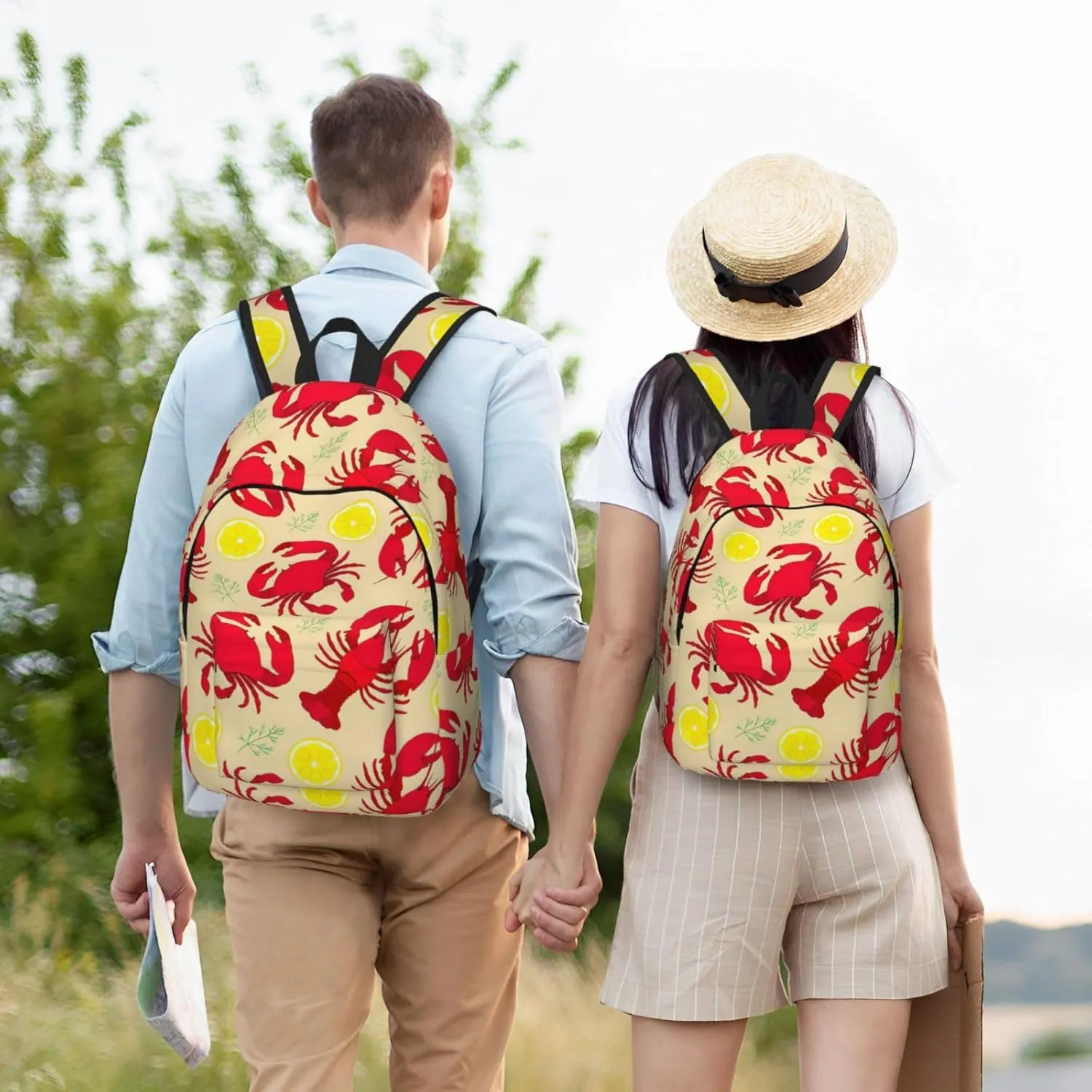 Lobster and Crab print Laptop Backpack for Women Men,Bookbag Casual Daypackfor College Work for Travel Computer