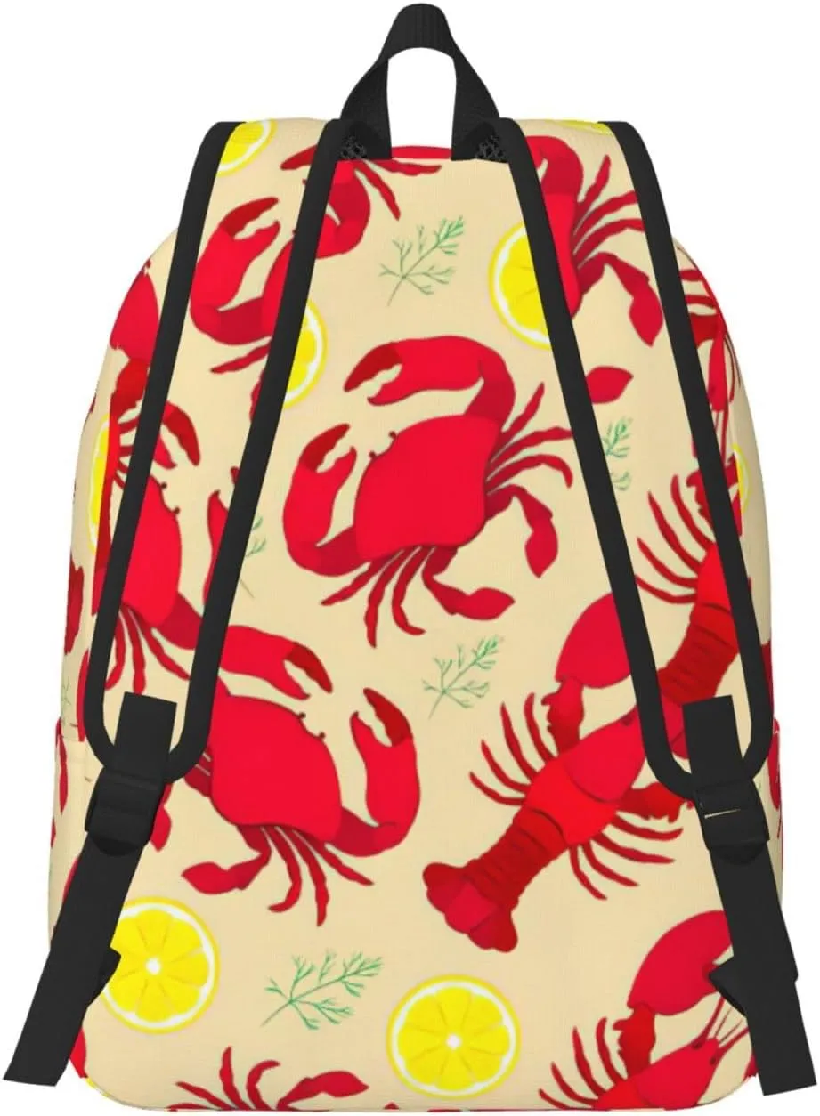 Lobster and Crab print Laptop Backpack for Women Men,Bookbag Casual Daypackfor College Work for Travel Computer