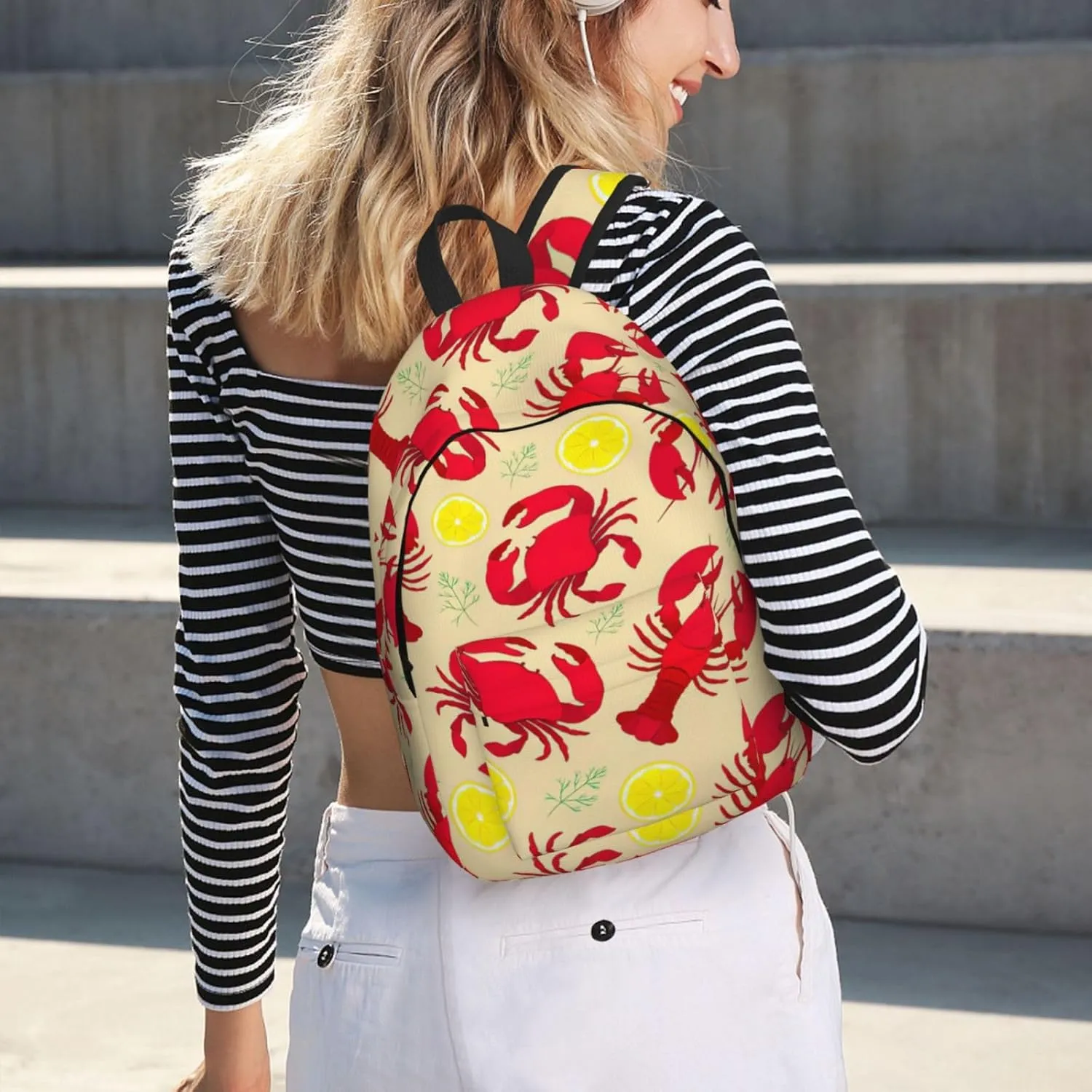 Lobster and Crab print Laptop Backpack for Women Men,Bookbag Casual Daypackfor College Work for Travel Computer