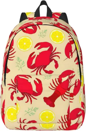 Lobster and Crab print Laptop Backpack for Women Men,Bookbag Casual Daypackfor College Work for Travel Computer