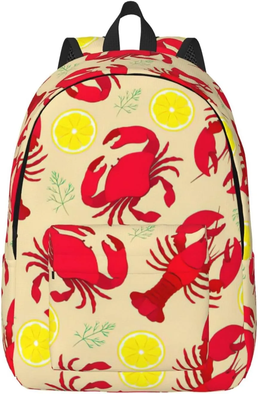 Lobster and Crab print Laptop Backpack for Women Men,Bookbag Casual Daypackfor College Work for Travel Computer