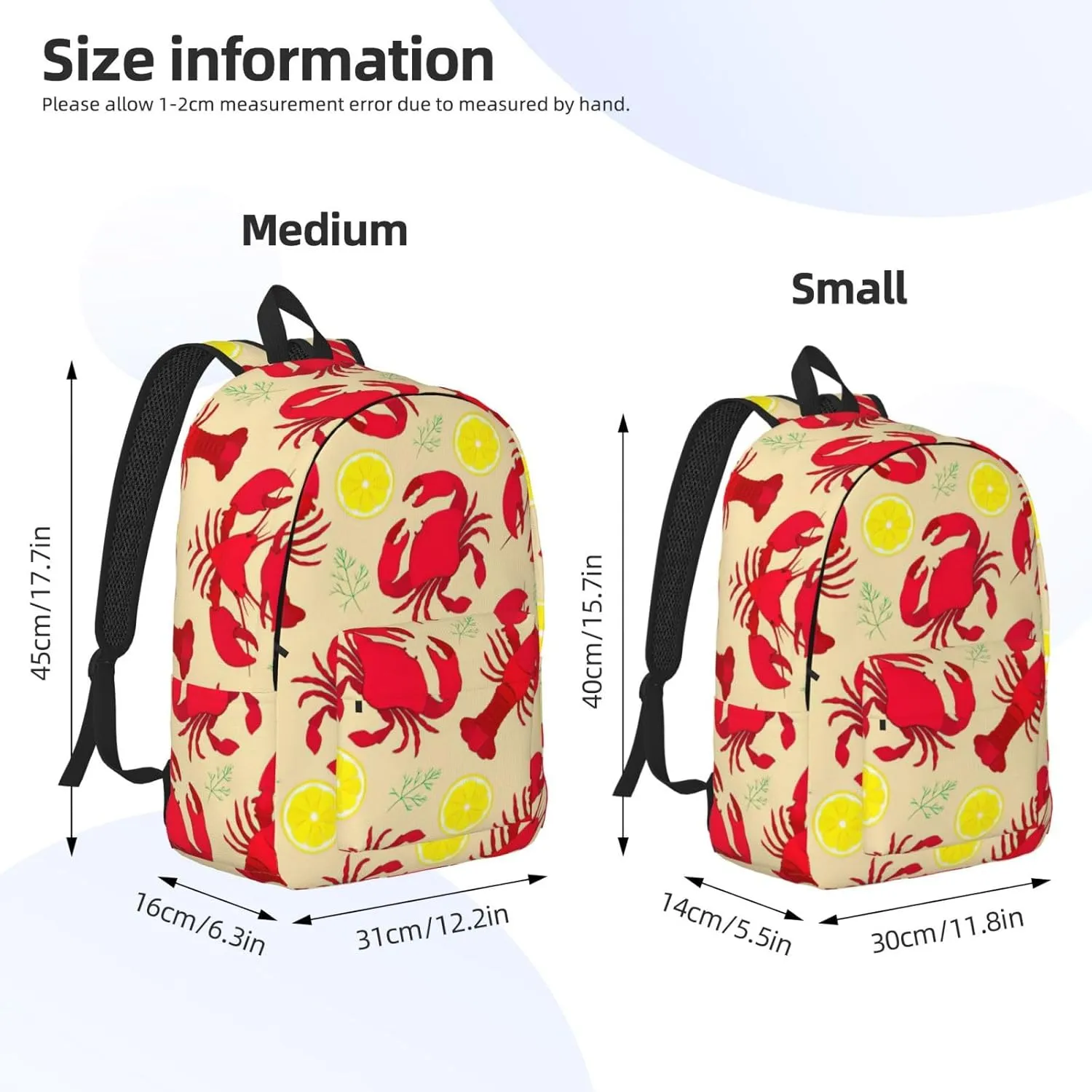 Lobster and Crab print Laptop Backpack for Women Men,Bookbag Casual Daypackfor College Work for Travel Computer
