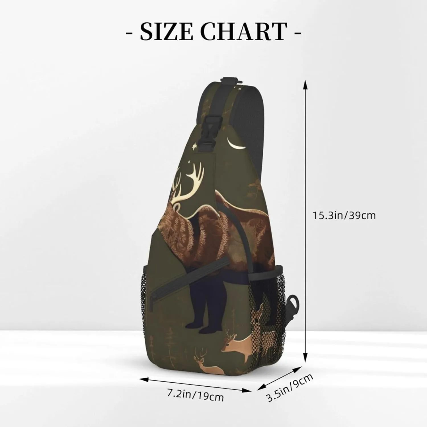 Lodge Bear Deer High Storage Capacity Chest Bag Diagonally Sling Backpack Crossbody Shoulder Bag For Men Women
