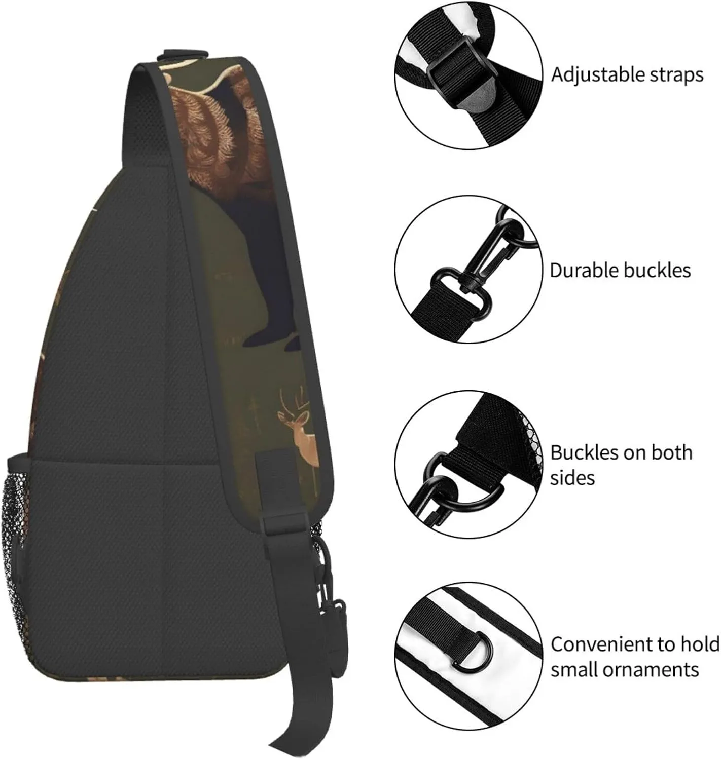Lodge Bear Deer High Storage Capacity Chest Bag Diagonally Sling Backpack Crossbody Shoulder Bag For Men Women
