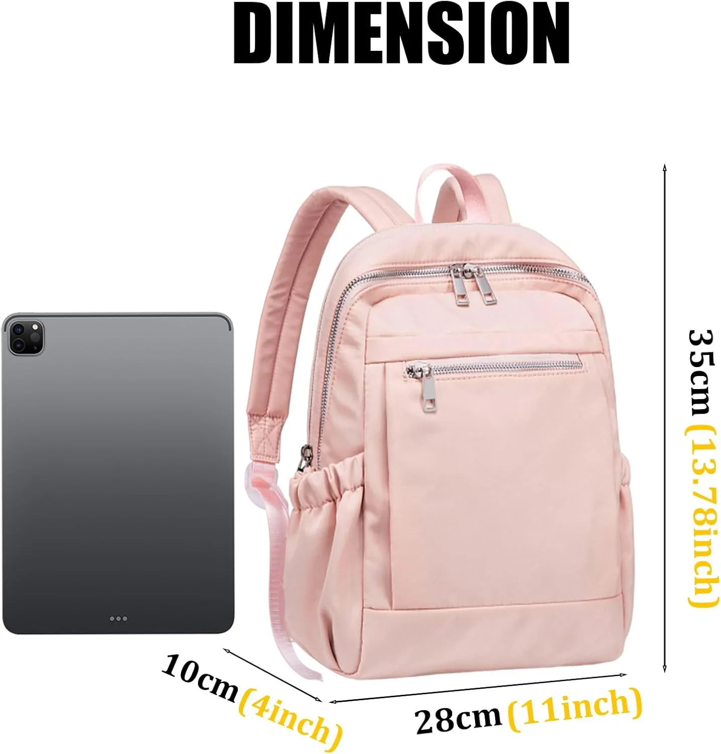 LOIDOU Mini Backpack for Women Small Backpack Purse Lightweight Girls Casual Daypack Bookbag for College School Work Travel, Pink(13.7"x11"x4")