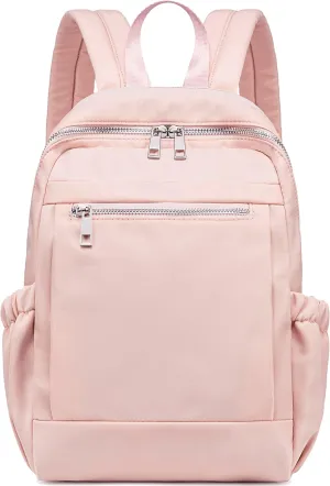 LOIDOU Mini Backpack for Women Small Backpack Purse Lightweight Girls Casual Daypack Bookbag for College School Work Travel, Pink(13.7"x11"x4")
