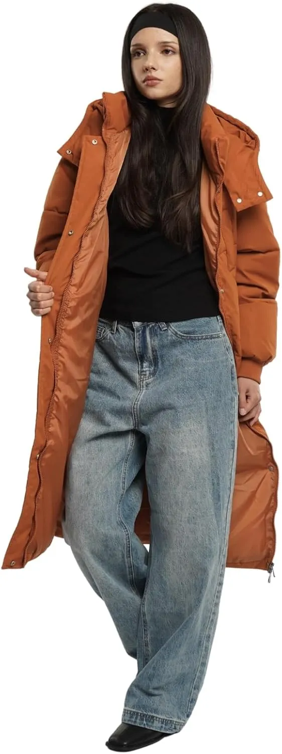 Long Puffer Jacket for Women,2024 Thickened Winter Coat Hooded with Deep Pockets, Ladies Warm Winter Jacket