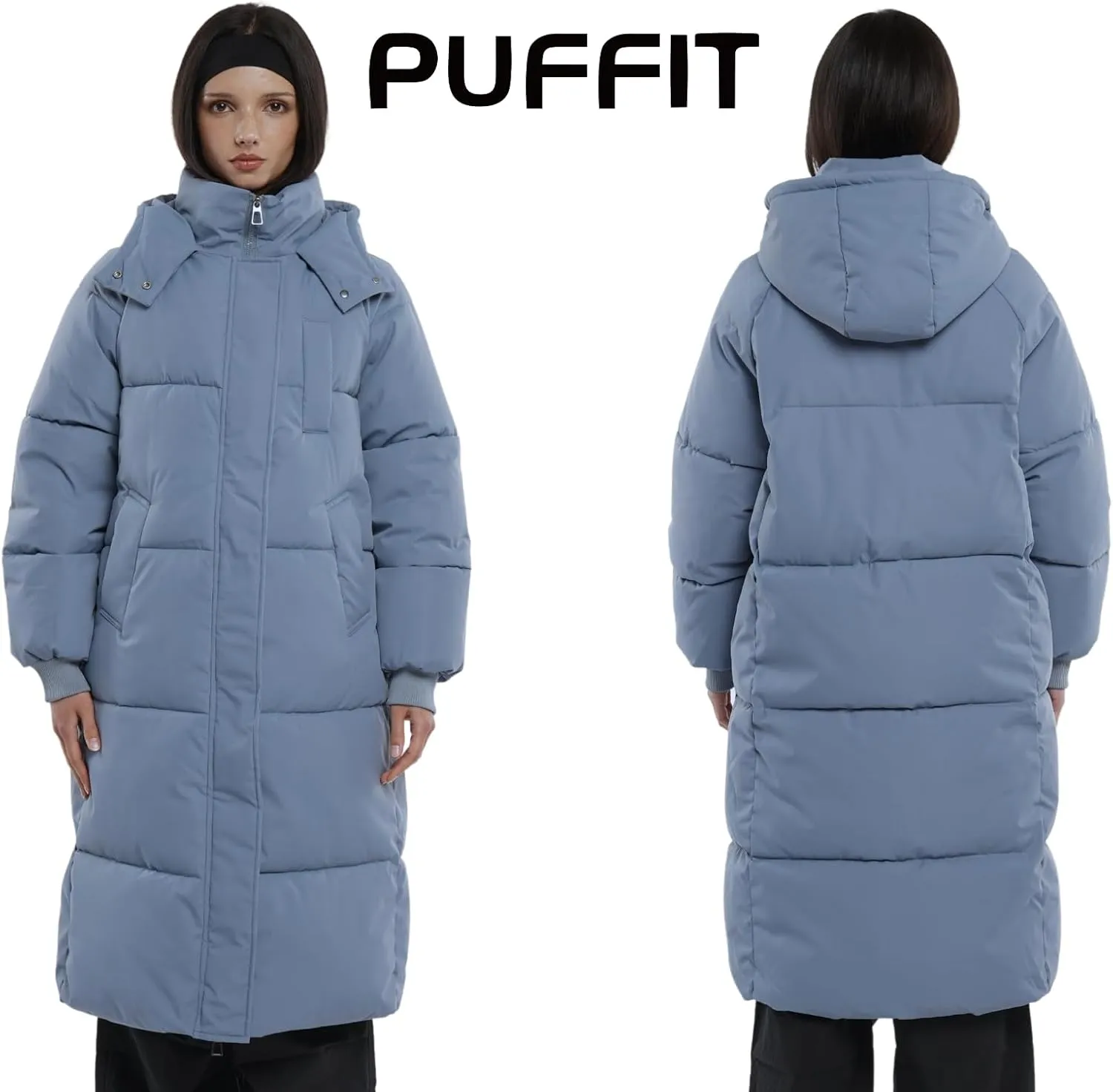 Long Puffer Jacket for Women,2024 Thickened Winter Coat Hooded with Deep Pockets, Ladies Warm Winter Jacket