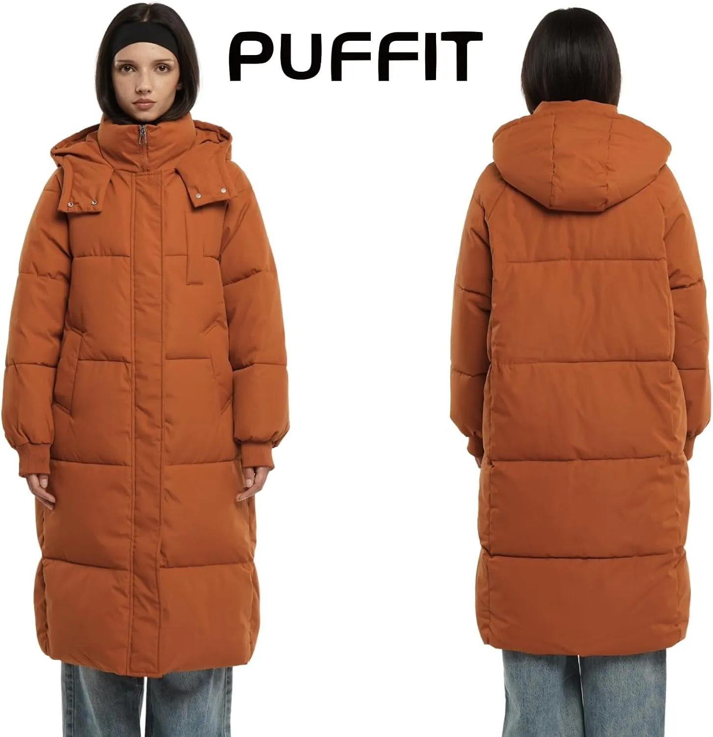 Long Puffer Jacket for Women,2024 Thickened Winter Coat Hooded with Deep Pockets, Ladies Warm Winter Jacket