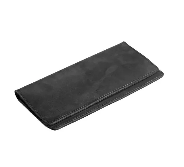 Long Wallet For Men Vintage Crazy Horse Leather