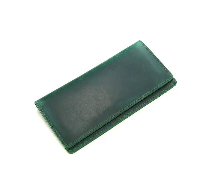 Long Wallet For Men Vintage Crazy Horse Leather