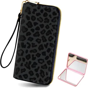 Long Wallet for Women, PU Leather Wristlet Wallet with Zipper Credit Card Holder Pocket Business Travel Wallet