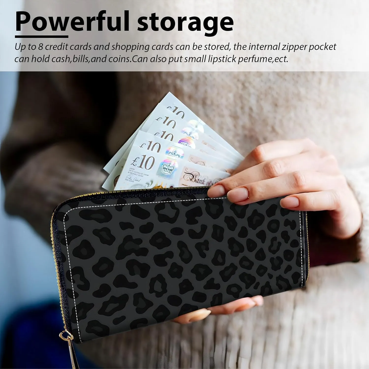 Long Wallet for Women, PU Leather Wristlet Wallet with Zipper Credit Card Holder Pocket Business Travel Wallet