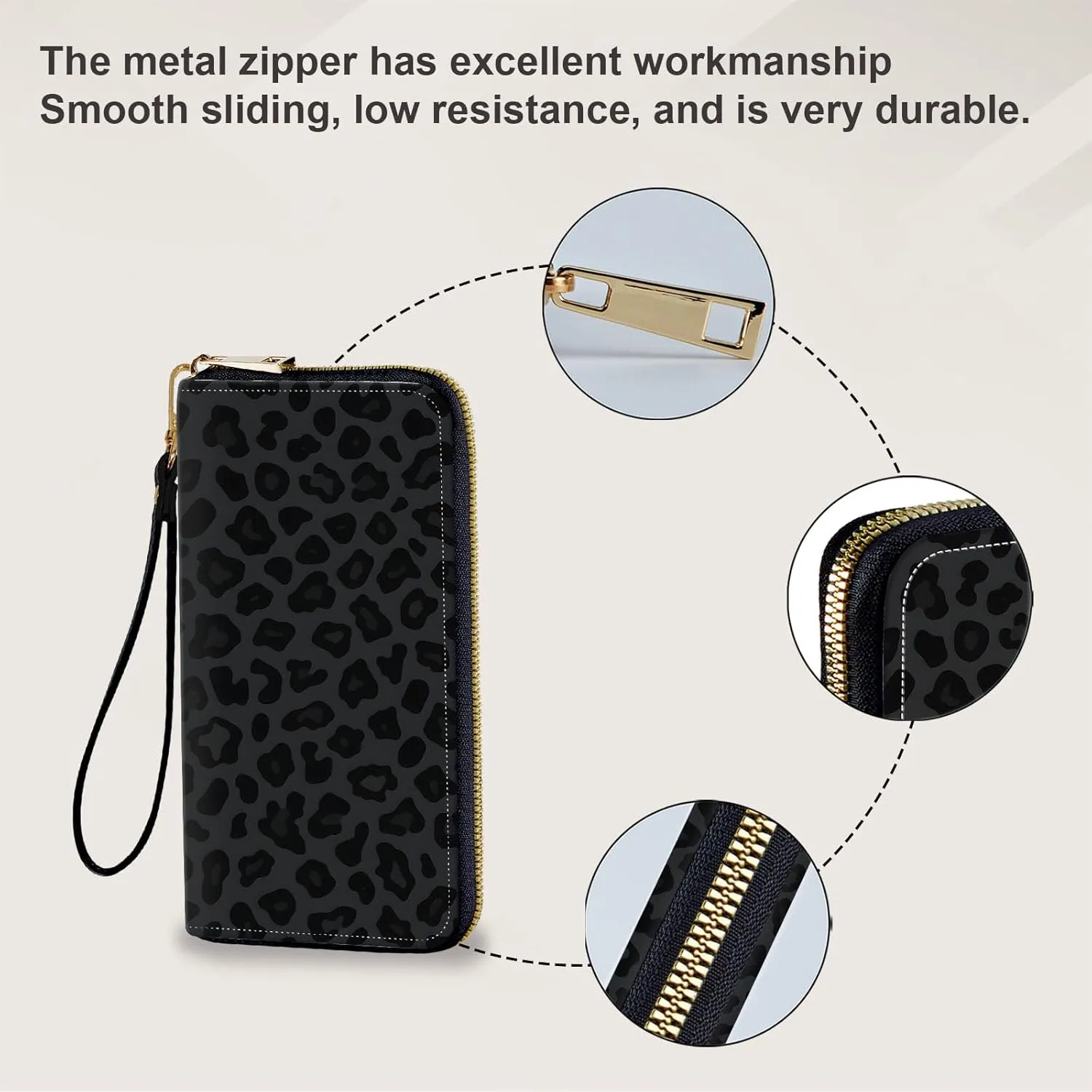 Long Wallet for Women, PU Leather Wristlet Wallet with Zipper Credit Card Holder Pocket Business Travel Wallet