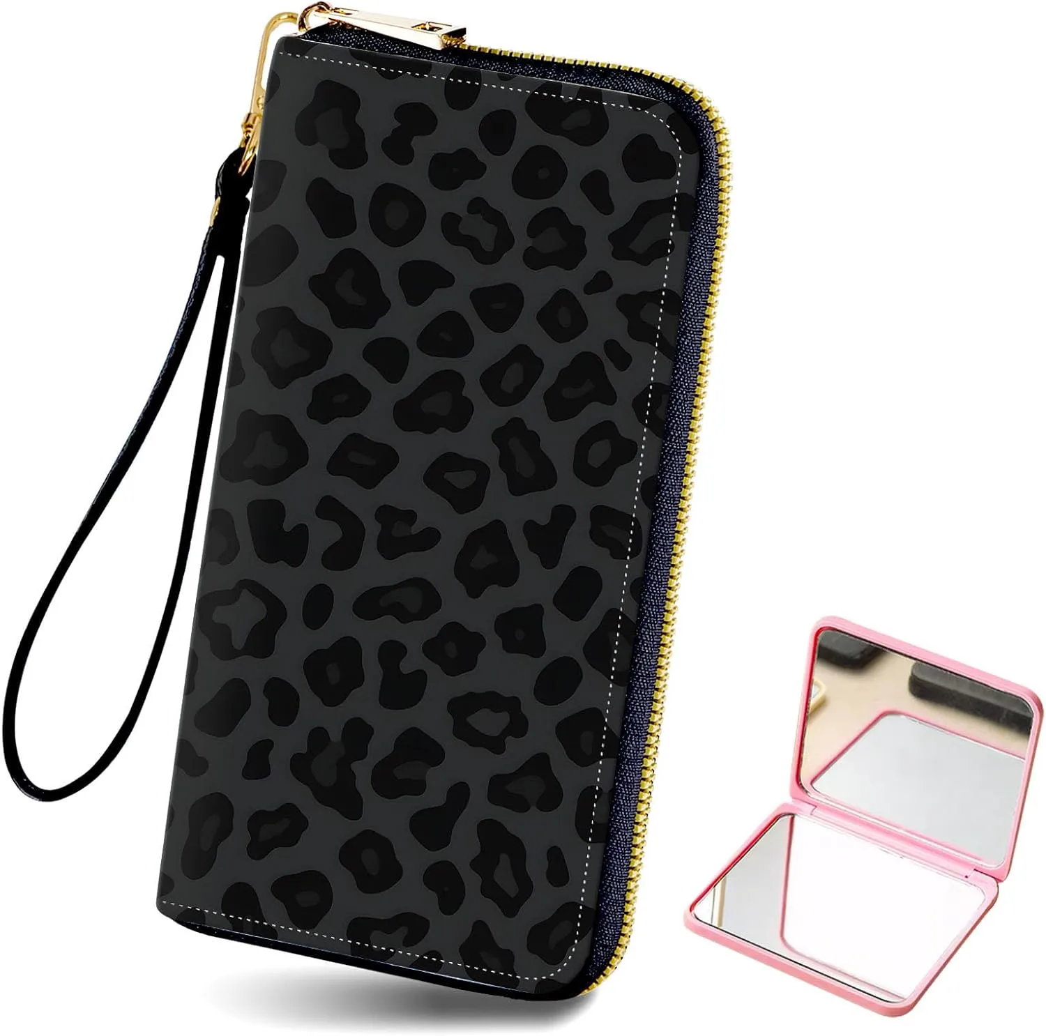 Long Wallet for Women, PU Leather Wristlet Wallet with Zipper Credit Card Holder Pocket Business Travel Wallet