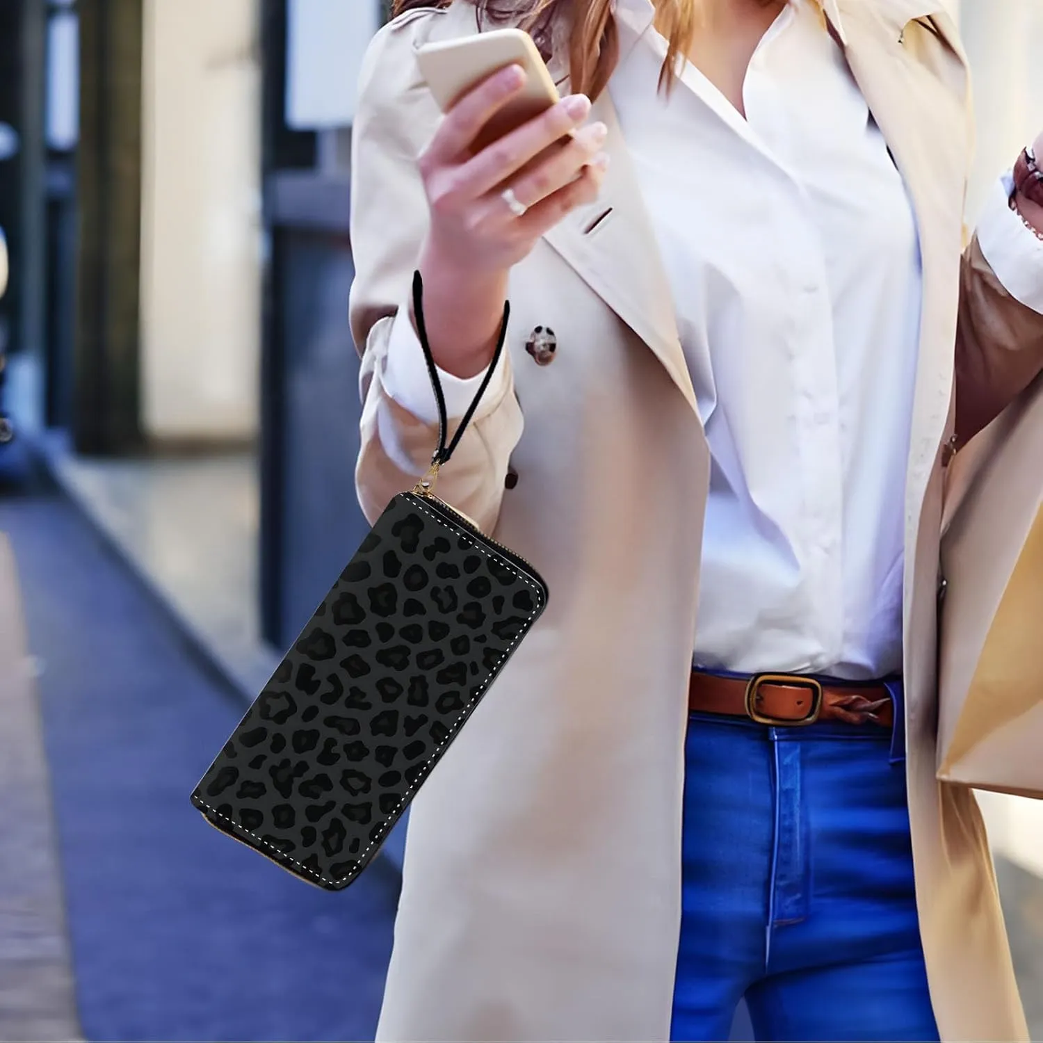 Long Wallet for Women, PU Leather Wristlet Wallet with Zipper Credit Card Holder Pocket Business Travel Wallet
