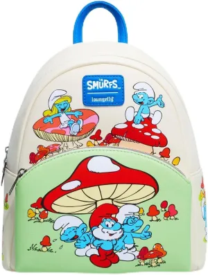 Loungefly The Smurfs Mushrooms Mini Backpack BLUE NONE