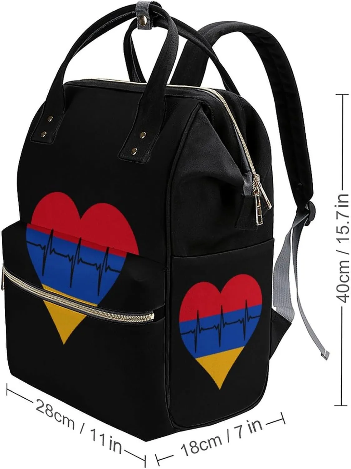 Love Armenia Heartbeat Large Travel Bag Backpack Waterproof Bags for Women Back Pack with Bottle Pocket