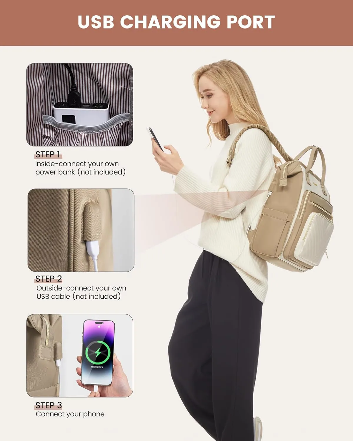 LOVEVOOK 15.6 Inch Laptop Backpack for Women,Travel Work Backpack Purse with USB Port,Large Capacity Nurse Bag Teacher Backpack,Waterproof Casual Daypack Business Computer Bag