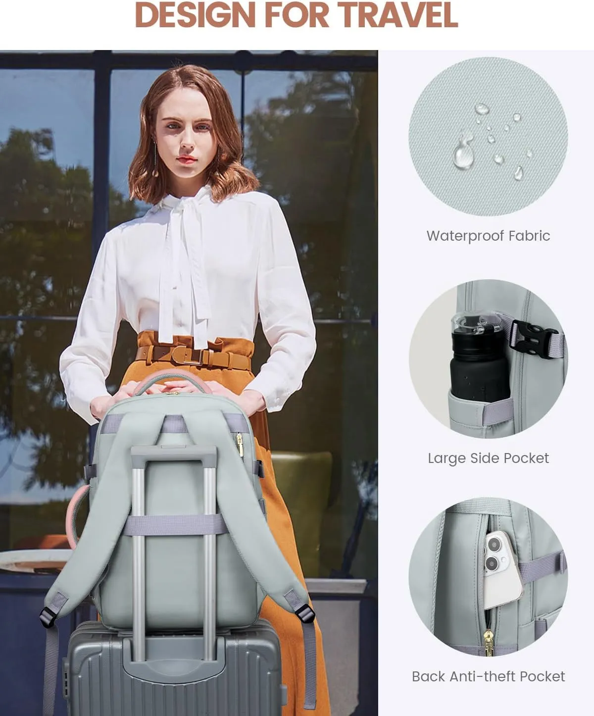 LOVEVOOK 40L Travel Backpack for Women Flight Approved, Carry on Backpack for Airplanes, TSA Personal Item Travel Bag, Waterproof 17 Inch Laptop Backpack, Business Weekender Overnight Daypack, 3Pcs