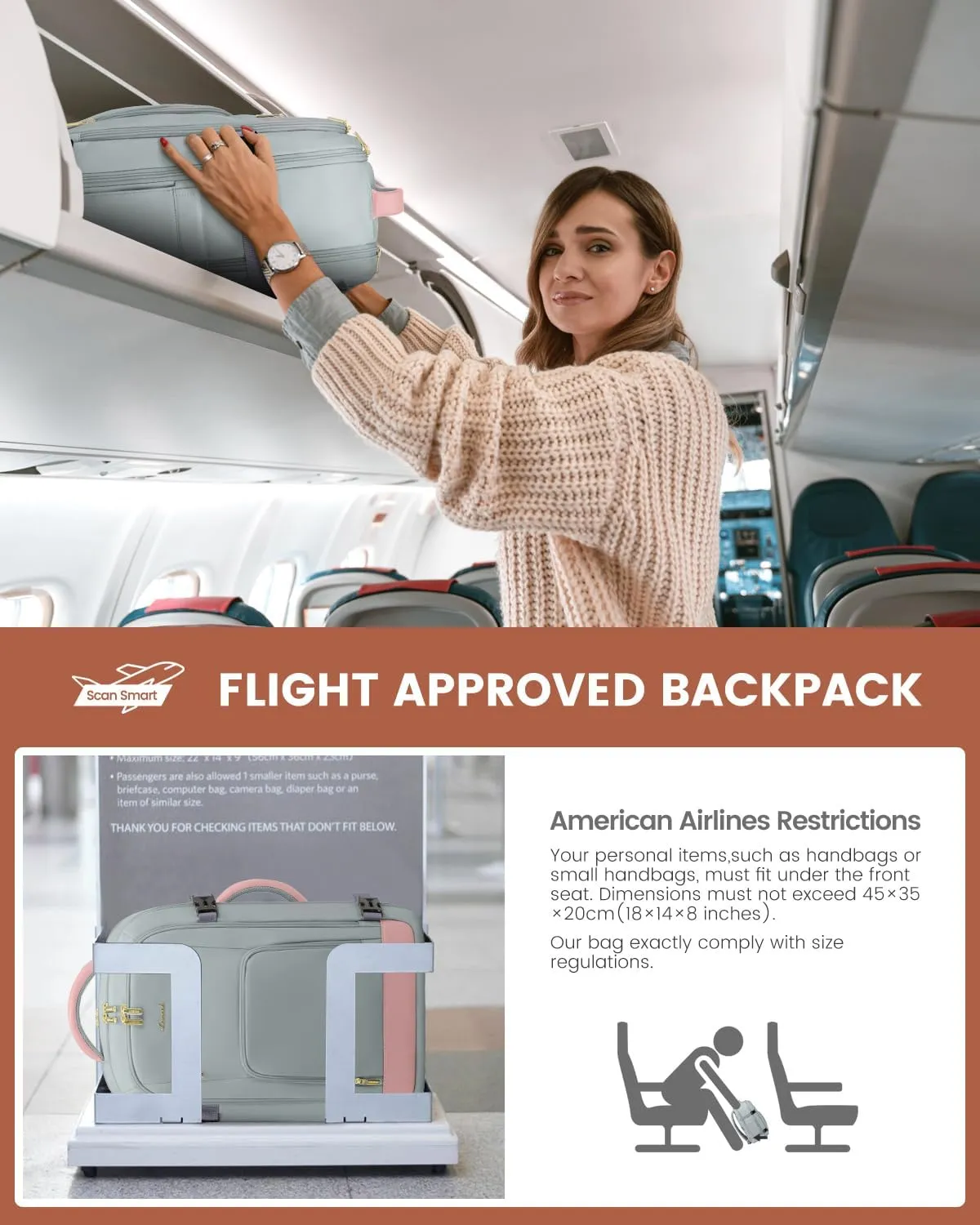 LOVEVOOK 40L Travel Backpack for Women Flight Approved, Carry on Backpack for Airplanes, TSA Personal Item Travel Bag, Waterproof 17 Inch Laptop Backpack, Business Weekender Overnight Daypack, 3Pcs