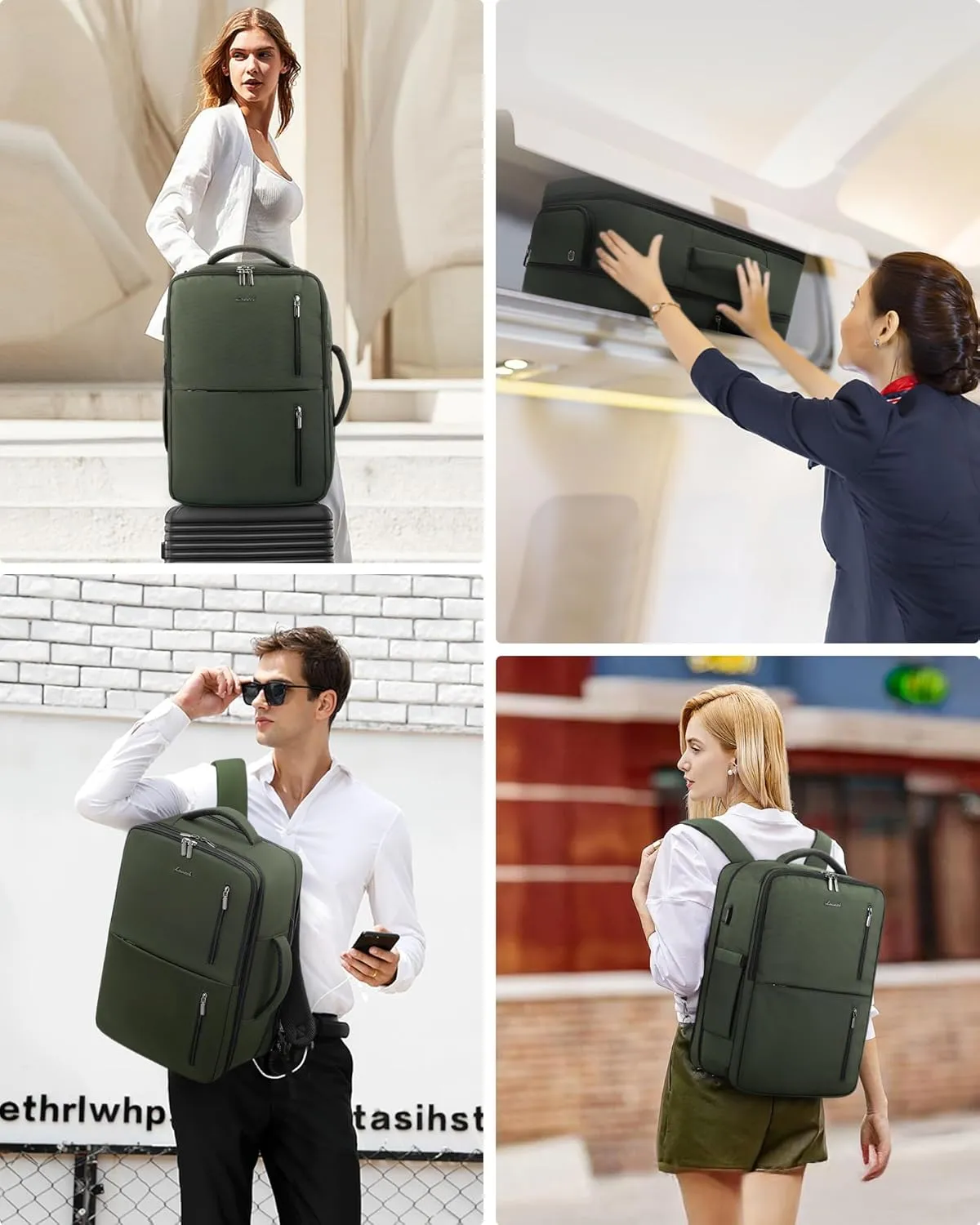 LOVEVOOK 40L Travel Backpack With 3 Packing Cubes Expandable Large Laptop Backpack Women Waterproof Backpack Waterproof Daypack Travel Bag TSA Fit 17inch Laptop Luggage With USB Charging Port
