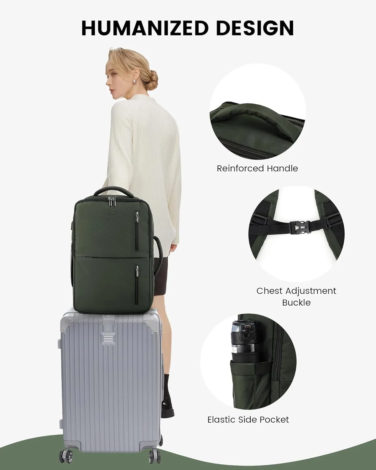 LOVEVOOK 40L Travel Backpack With 3 Packing Cubes Expandable Large Laptop Backpack Women Waterproof Backpack Waterproof Daypack Travel Bag TSA Fit 17inch Laptop Luggage With USB Charging Port