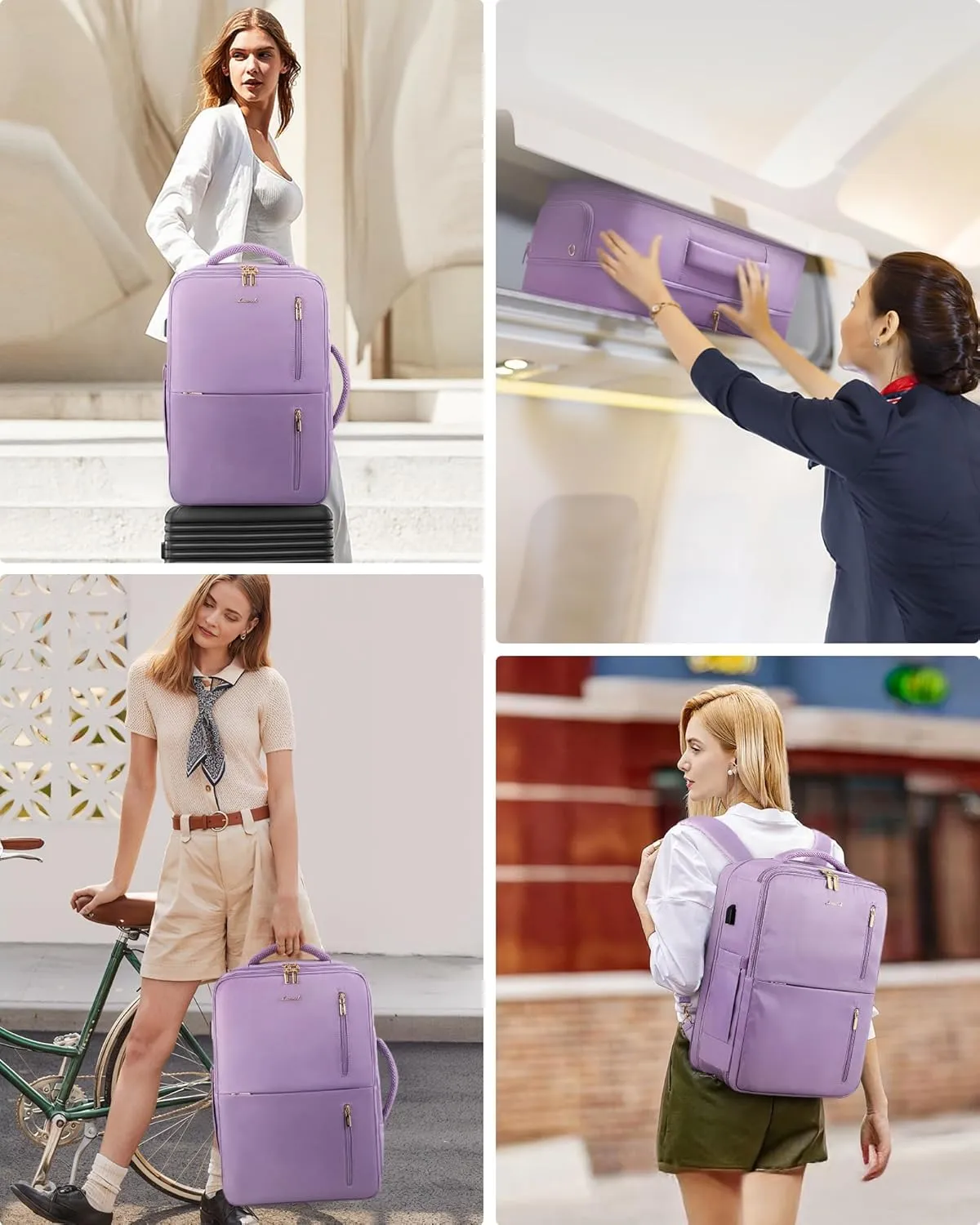 LOVEVOOK 40L Travel Backpack With 3 Packing Cubes Expandable Large Laptop Backpack Women Waterproof Backpack Waterproof Daypack Travel Bag TSA Fit 17inch Laptop Luggage With USB Charging Port