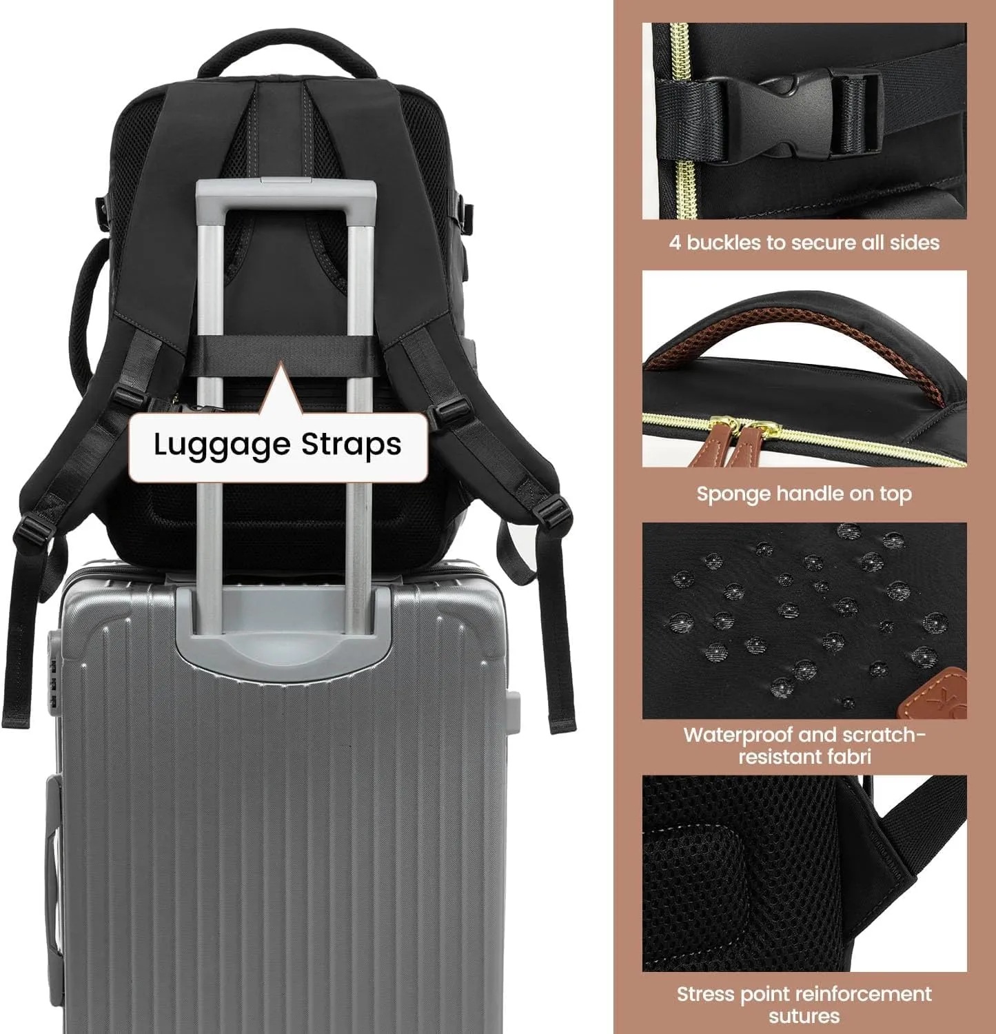 LOVEVOOK 50L Travel Backpack Carry On Airline Approved, Large Backpack with 3 Packing Cubes, TSA Travel Essentials Carry On Bag, Waterproof Weekender Overnight Luggage Daypack, Fits 18 Inch Laptop