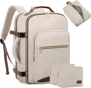 LOVEVOOK Carry on Backpack, 50L Travel Backpack Women for Airplanes, 18 inch Laptop Backpack with Toiletry Bag Carry on Bags for Airplanes Casual Daypack for Weekender Overnight Hiking, Primary-Coffee