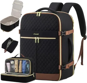 LOVEVOOK Carry On Travel Backpack for Women, 40L Personal Item Travel Bag Flight Approved, TSA Large Backpack for 17'' Laptop, Waterproof Weekender Business Hiking Bag with 3 Packing Cubes