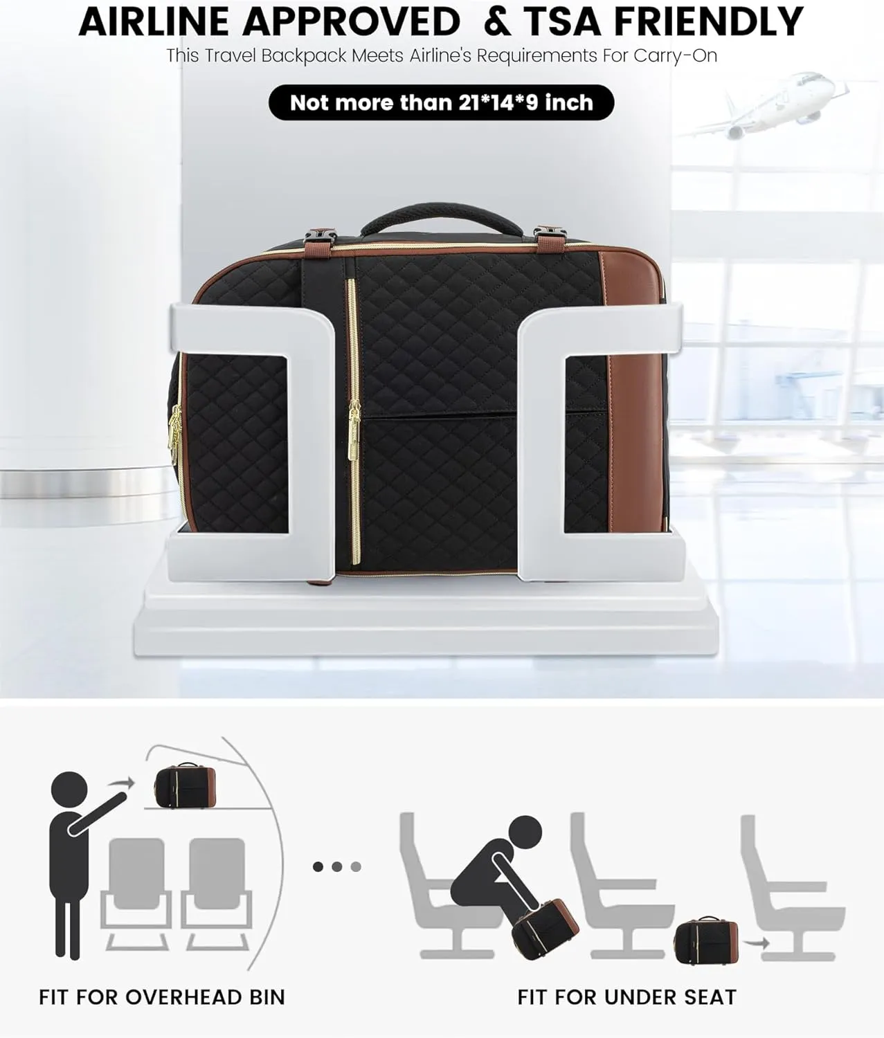 LOVEVOOK Carry On Travel Backpack for Women, 40L Personal Item Travel Bag Flight Approved, TSA Large Backpack for 17'' Laptop, Waterproof Weekender Business Hiking Bag with 3 Packing Cubes