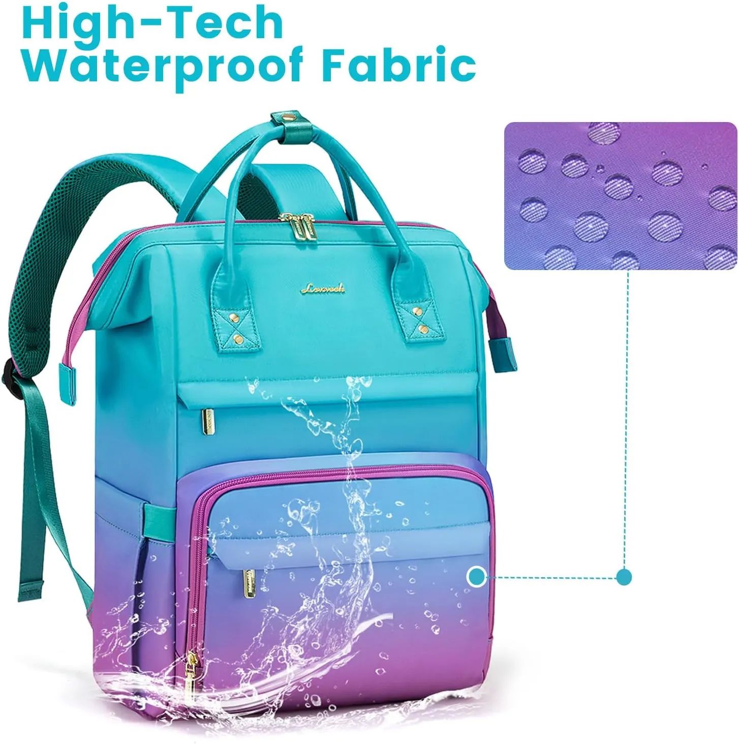 LOVEVOOK Gradient Laptop Backpack for Women,17.3 Inch Work Computer Bakcpack Purse Laptop Bag With Anti-Theft Pocket,Waterproof Carry on Teacher College Backpack for Travel,Green-Red