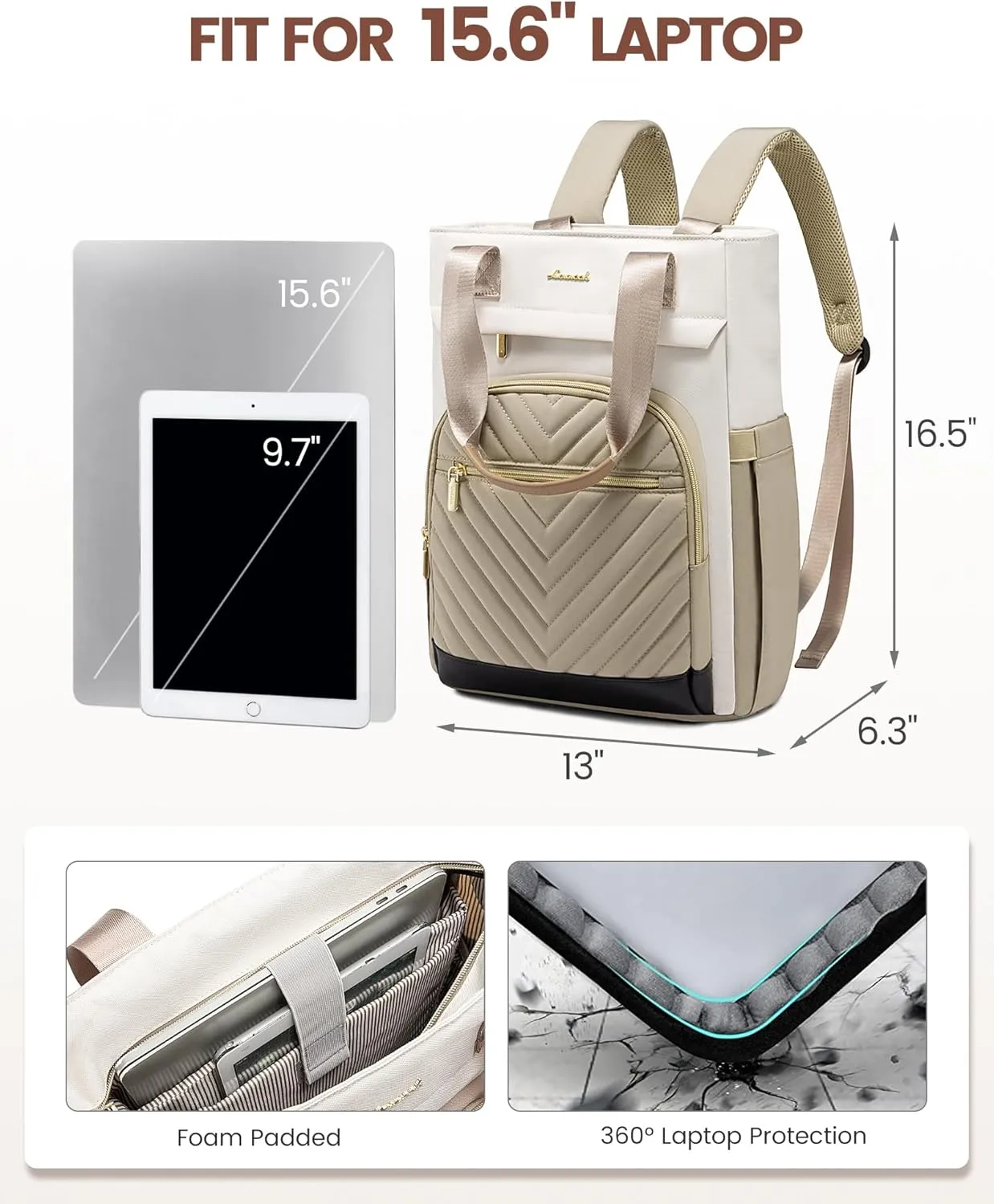 LOVEVOOK Laptop Backpack for Women, 15.6 Inch Work Laptop Bag Teacher Nurse Backpack, Wide Open Travel Tote Backpack Purse Business Computer Daypack