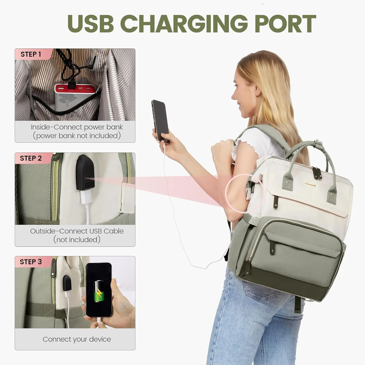 LOVEVOOK Laptop Backpack for Women, 17 Inch Work Business Backpacks Purse with USB Port, Large Capacity Nurse Bag College Bookbag for School, Waterproof Casual Daypack for Travel