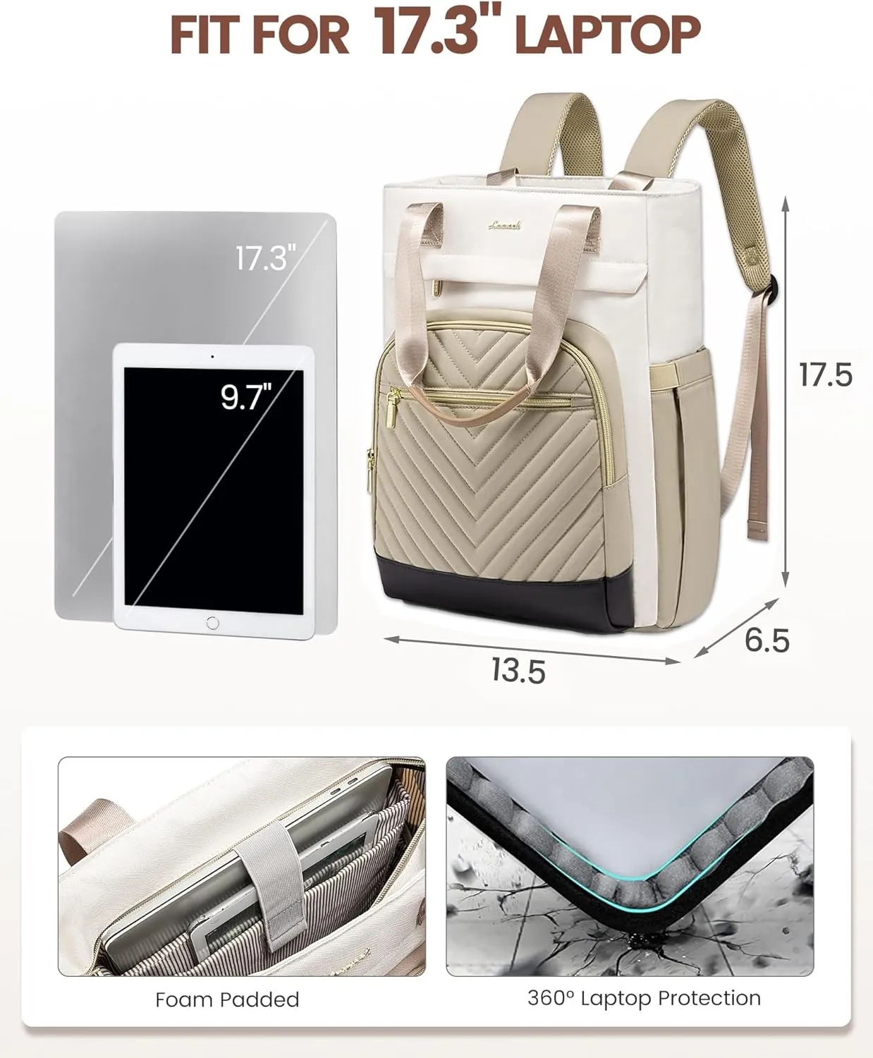 LOVEVOOK Laptop Backpack for Women, 17 Inch Work Laptop Bag Teacher Nurse Backpack, Wide Open Travel Tote Backpack Purse Business Computer Daypack with USB Port