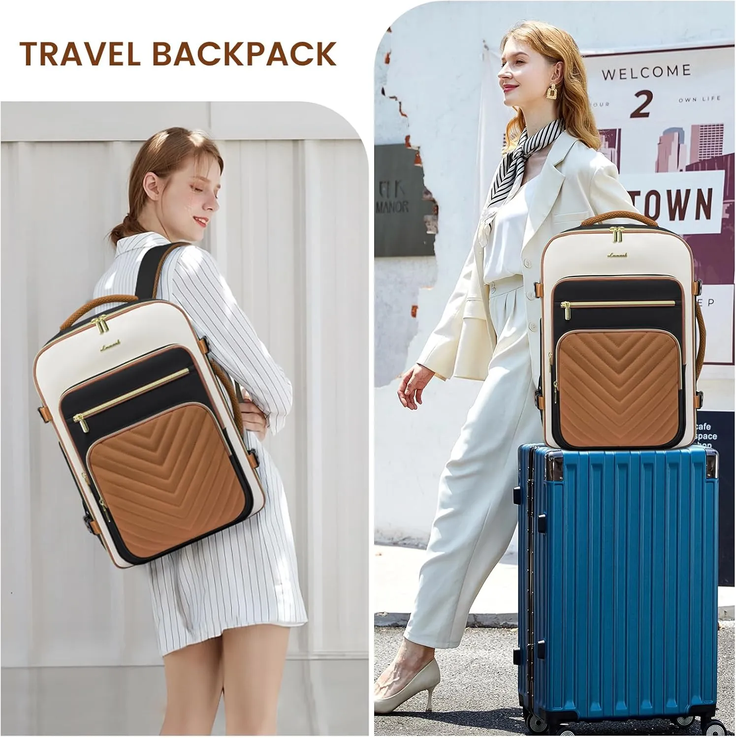 LOVEVOOK Large Travel Backpack for Women, Carry On Bag Flight Approved, 40L TSA Personal Item Travel Bag with 3 Packing Cubes, Waterproof 17 Inch Laptop Hiking Casual Backpack